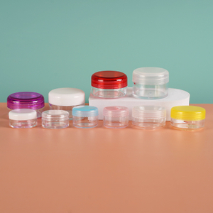 Couvercle coloré 10g 15g 20g, petits pots à paroi épaisse en plastique transparent PETG 