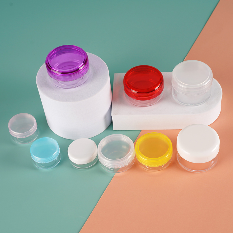 Couvercle coloré 10g 15g 20g, petits pots à paroi épaisse en plastique transparent PETG 